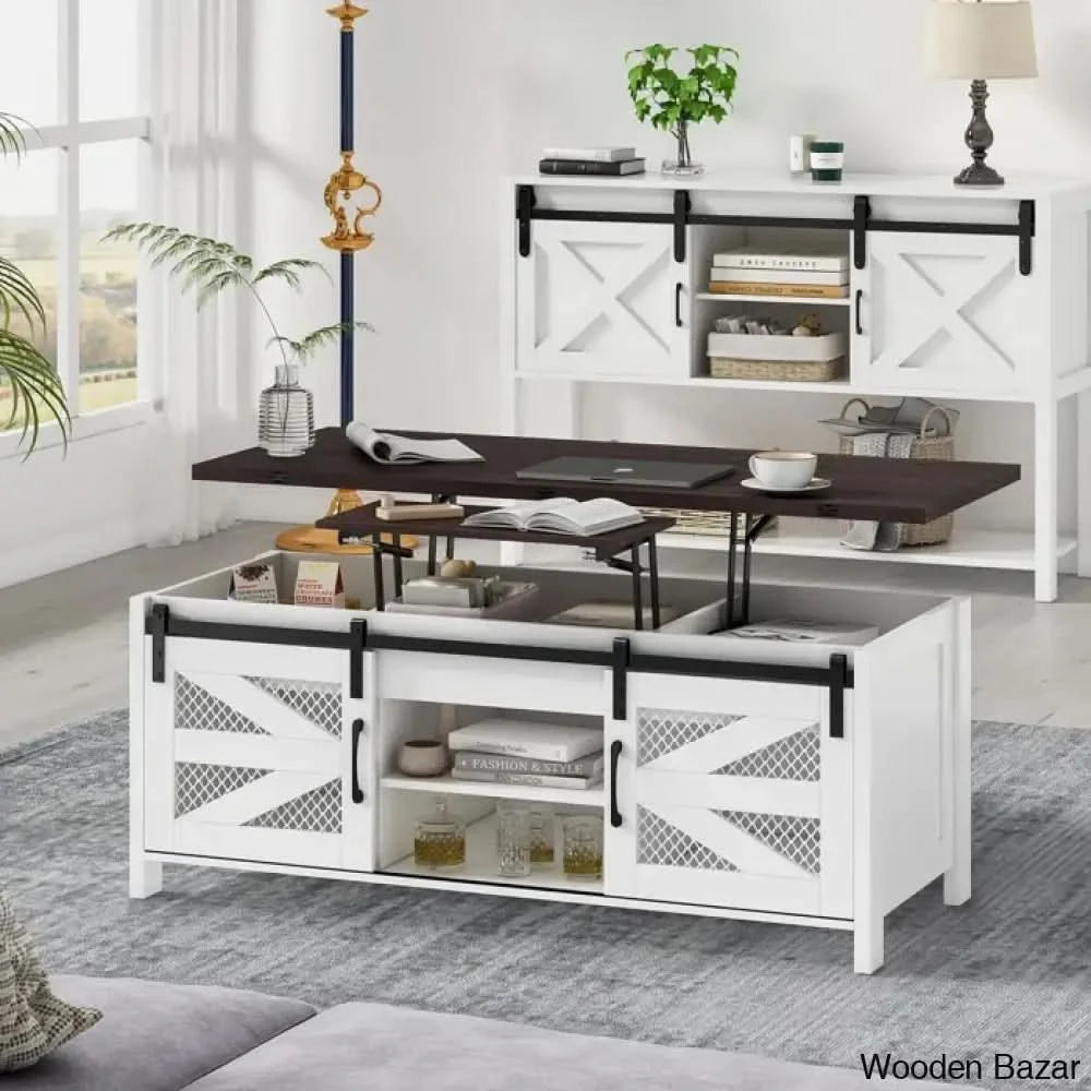 Linore 47.2’’ Lift Top Coffee And Center Table 4 In 1 Farmhouse Tables For Dining Room Living