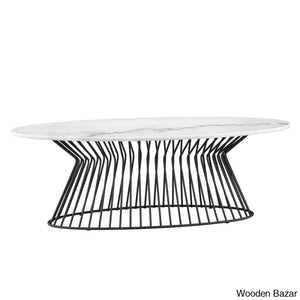 Lizethu White Marble Top Oval Coffee And Center Table