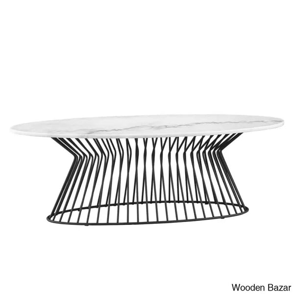 Lizethu White Marble Top Oval Coffee And Center Table