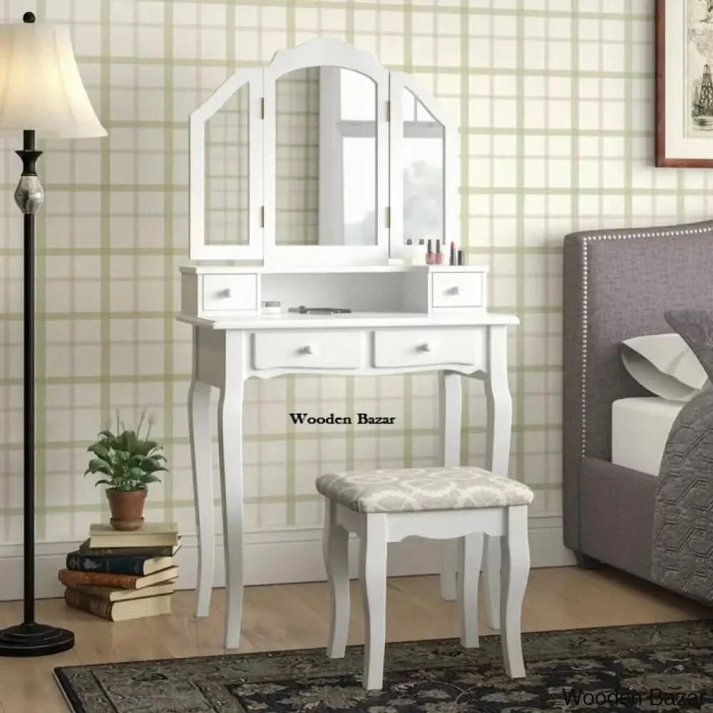 Llanes Vanity Dressing Table With Mirror And Stool Espresso