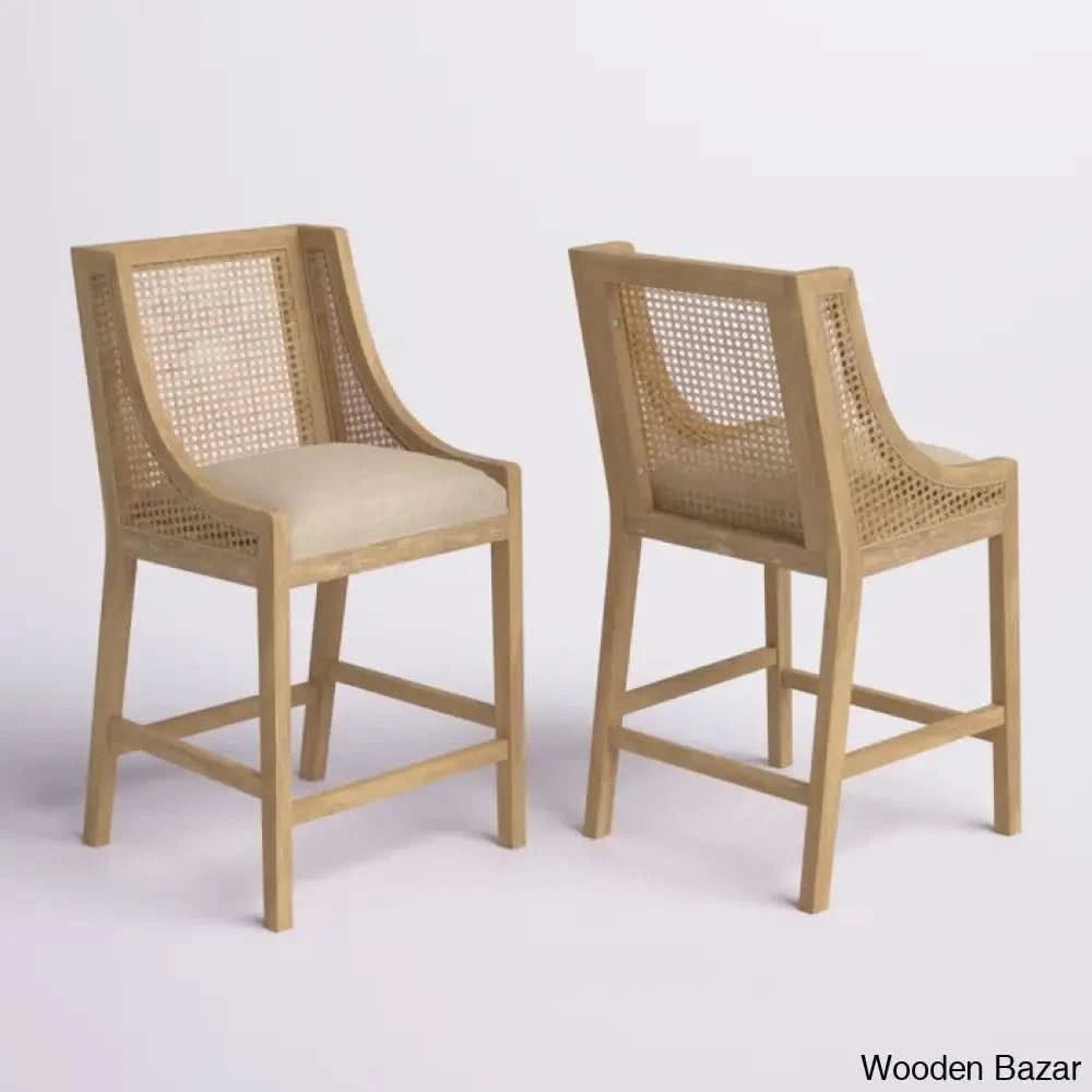Lonnyl Swivel Solid Wood 25.5’’ Counter And Bar Stool (Set Of 2) Beige
