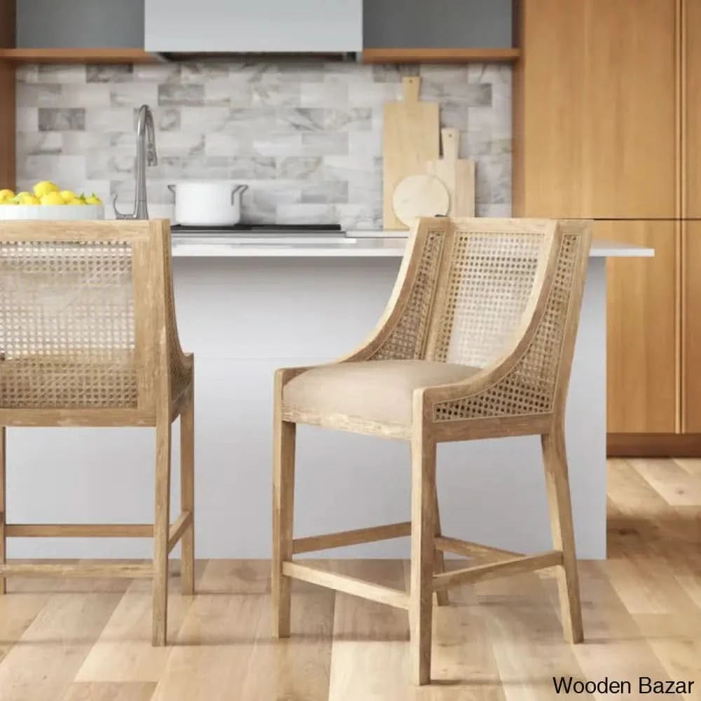 Lonnyl Swivel Solid Wood 25.5’’ Counter And Bar Stool (Set Of 2) Beige