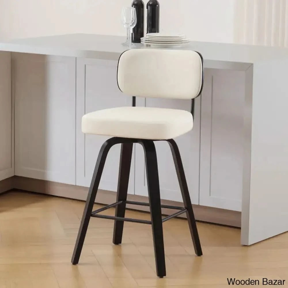 Loranzas Swivel Upholstered Counter & Bar Stool (Set Of 3) Black / White (29’’ Seat Height)