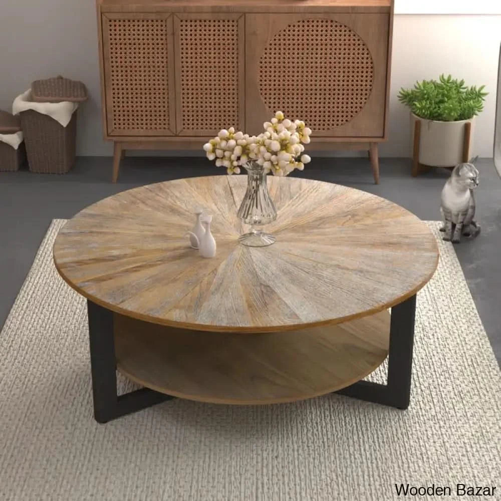 Lovekush Framed Coffee And Center Table With Storage Brown Ash/Black