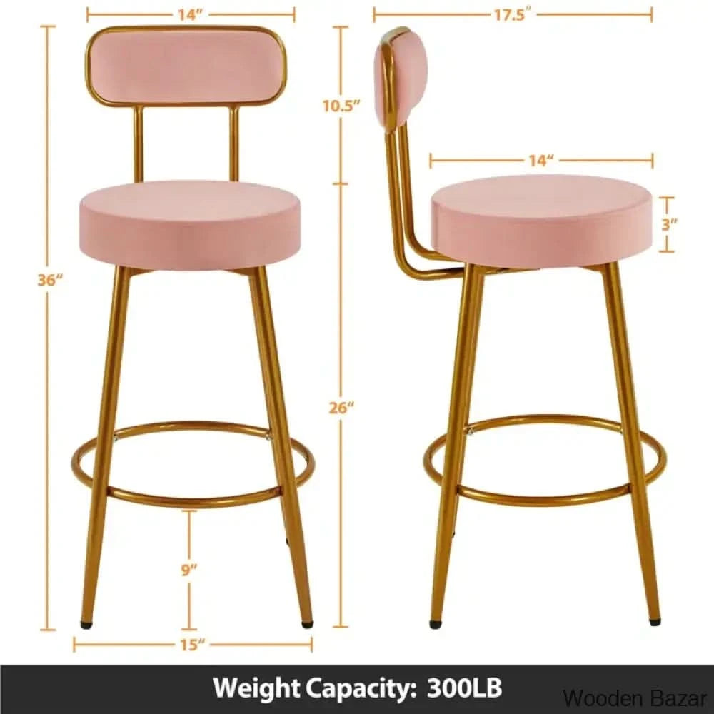 Lovetter Swivel Upholstered 26’’ Counter And Bar Stool With Metal Frame (Set Of 2) Pink