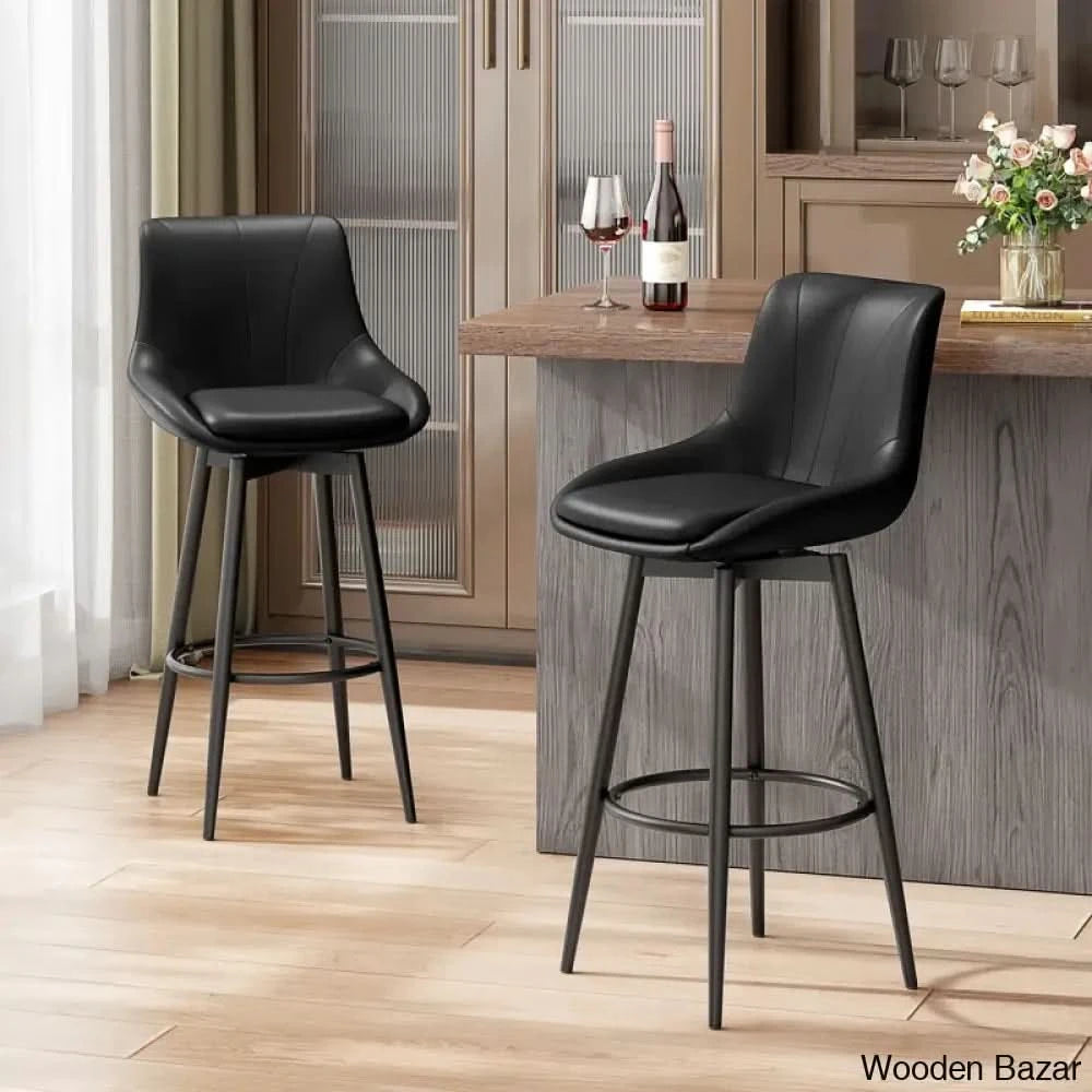 Loyere Swivel Upholstered 26’’ Counter And Bar Stool With Metal Frame Black