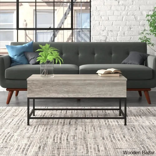 Lurdesy Lift Top Coffee And Center Table With Storage & Metal Legs Gray