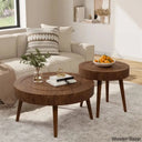 Magdalen 2 Piece Coffee Table Set Traditional Mdf Round And End Center Table Dark Brown