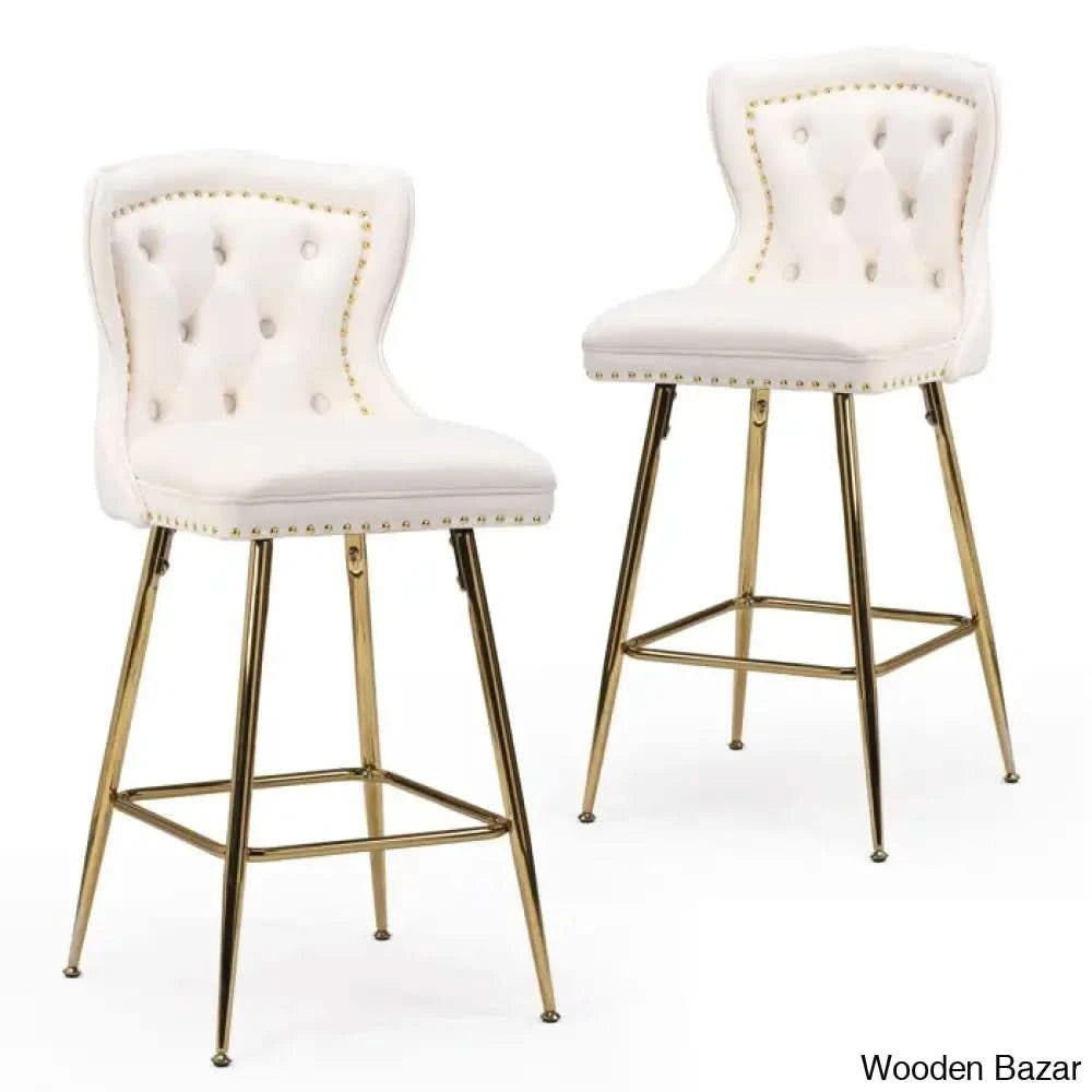Maghullo Swivel Upholstered 26’’ Counter And Bar Stool (Set Of 2) Beige