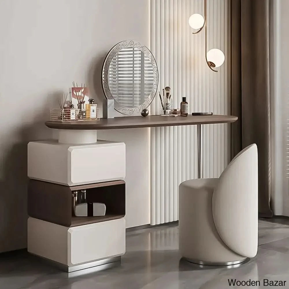 Makkiyah Vanity Dressing Table With Mirror And Stool