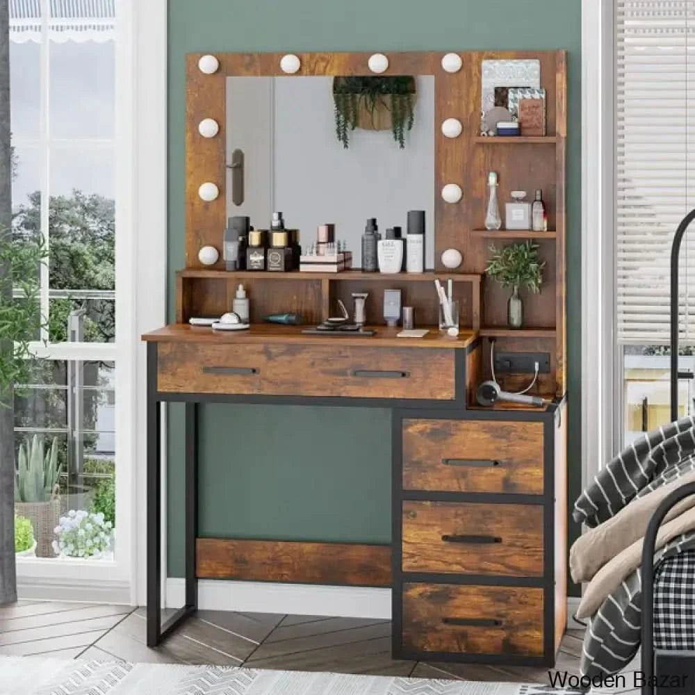 Malaisia Vanity Dressing Table With Lighted Mirror