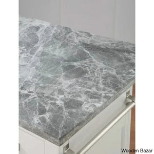 Mantello Marble Top Kitchen Island Set Trolley Cart Cabinet Kitchen Island With Storage