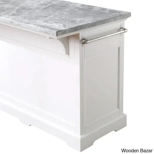 Mantello Marble Top Kitchen Island Set Trolley Cart Cabinet Kitchen Island With Storage