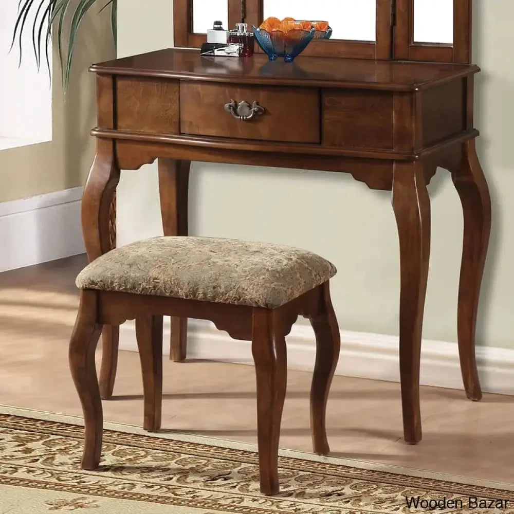 Marane Vanity Dressing Table With Mirror And Stool