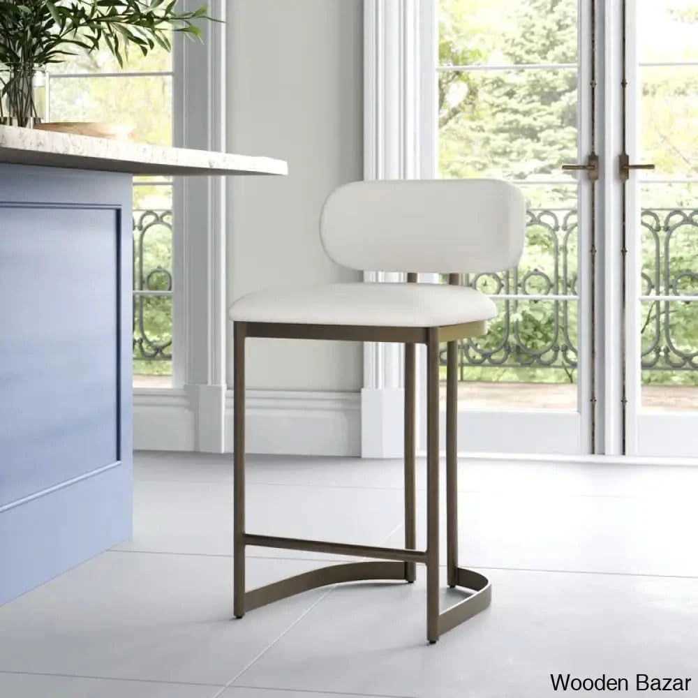Margotz Upholstered Counter Stool With Metal Frame (24’’ Seat Height)