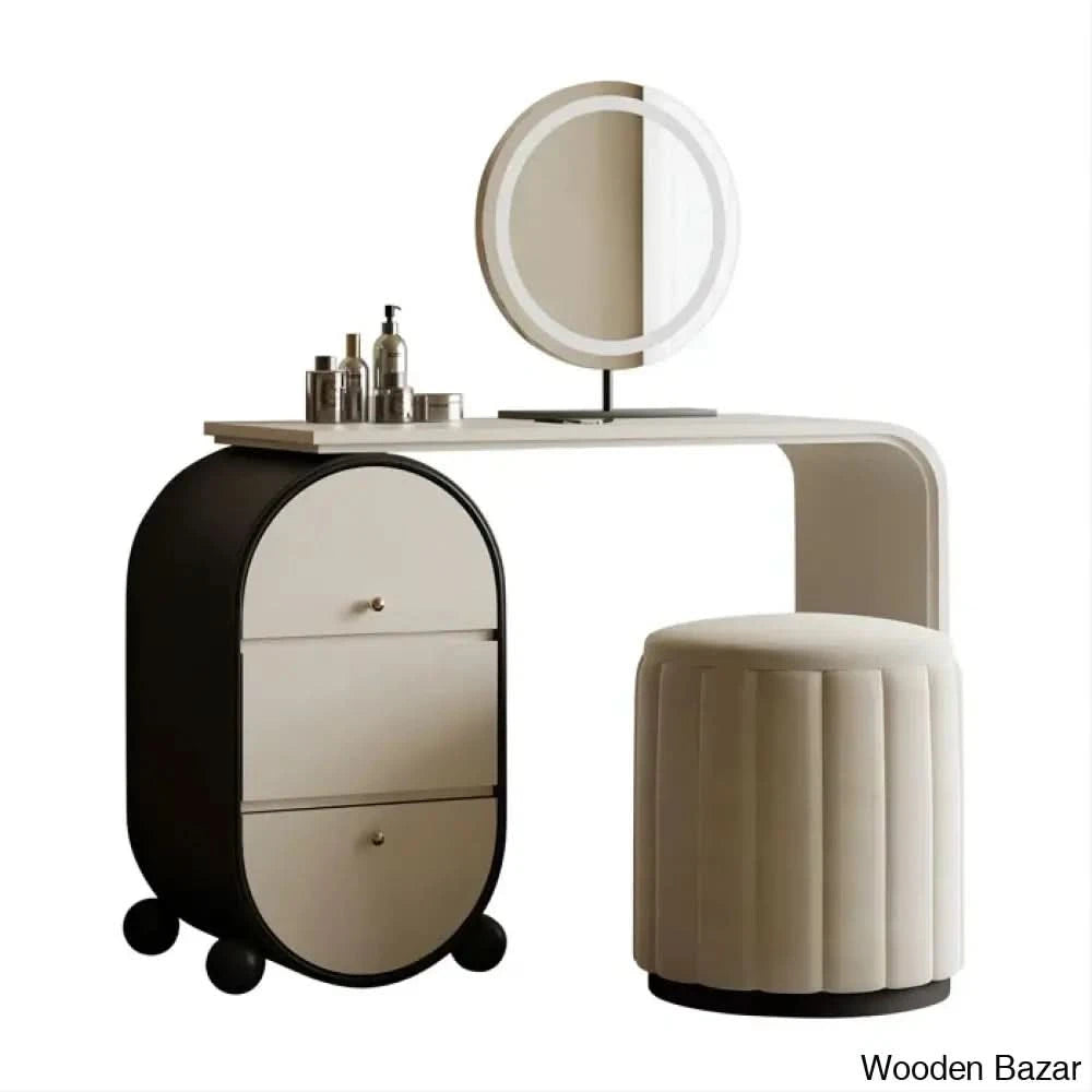 Marissah Vanity Dressing Table With Mirror And Stool
