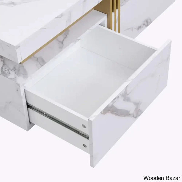 Maryann Square Storage Coffee Table With 4 Drawers And Center Table
