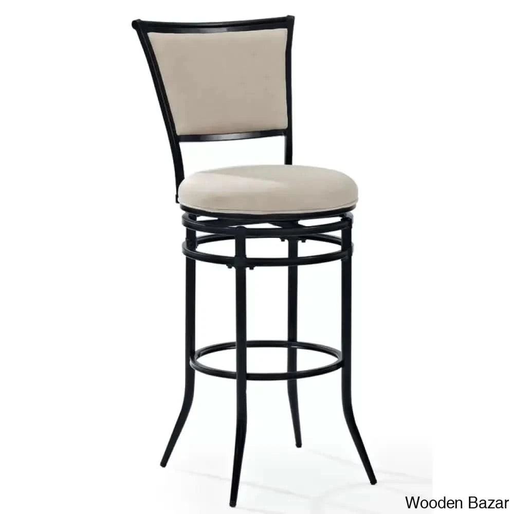 Massenac Swivel Upholstered Counter And Bar Stool With Metal Frame Beige / Bar (30’’ Seat Height)