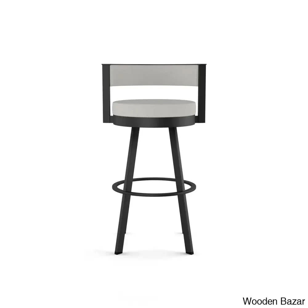 Matthewsy Swivel Counter & Bar Stool Black / Light Gray Polyester (30.13’’ Seat Height)