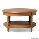 Maven Lane Pullman Round Wooden Coffee And Center Table Antiqued Natural
