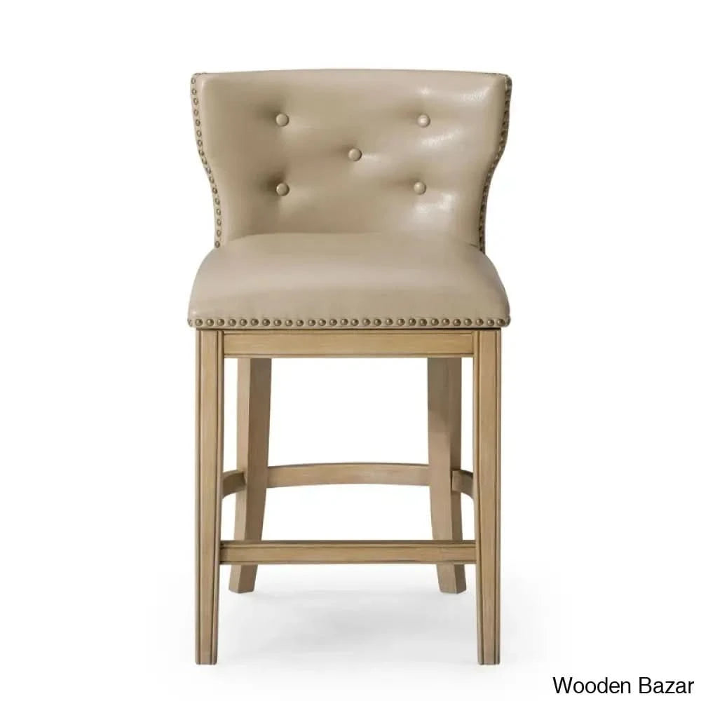 Mavenj Swivel Lane Hugo Counter And Bar Stool With Vegan Leather Upholstery Avanti Bone / Bar