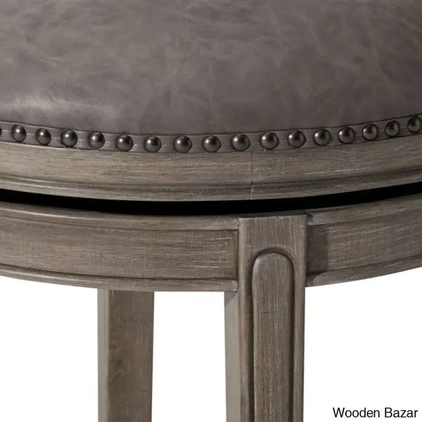 Mavenk Swivel Lane Alexander Counter And Bar Stool With Vegan Leather Upholstery