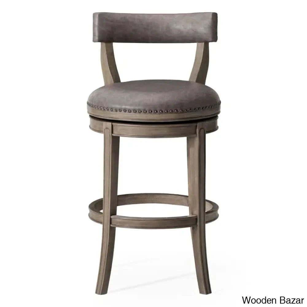Mavenk Swivel Lane Alexander Counter And Bar Stool With Vegan Leather Upholstery Reclaimed Oak /