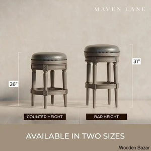 Maveno Swivel Lane Pullman Backless Counter And Bar Stool With Vegan Leather Upholstery