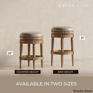 Maveno Swivel Lane Pullman Backless Counter And Bar Stool With Vegan Leather Upholstery
