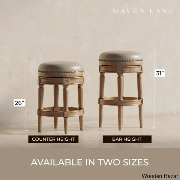 Maveno Swivel Lane Pullman Backless Counter And Bar Stool With Vegan Leather Upholstery