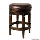 Maveno Swivel Lane Pullman Backless Counter And Bar Stool With Vegan Leather Upholstery Dark Walnut