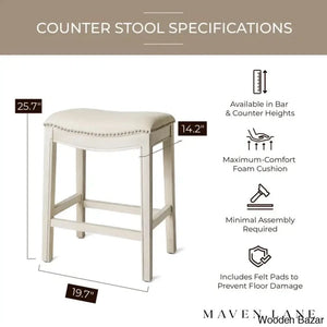 Mavenq Lane Adrien Backless Saddle Kitchen Counter And Bar Stool With Fabric Upholstery