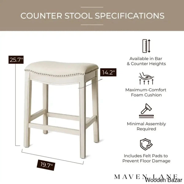 Mavenq Lane Adrien Backless Saddle Kitchen Counter And Bar Stool With Fabric Upholstery