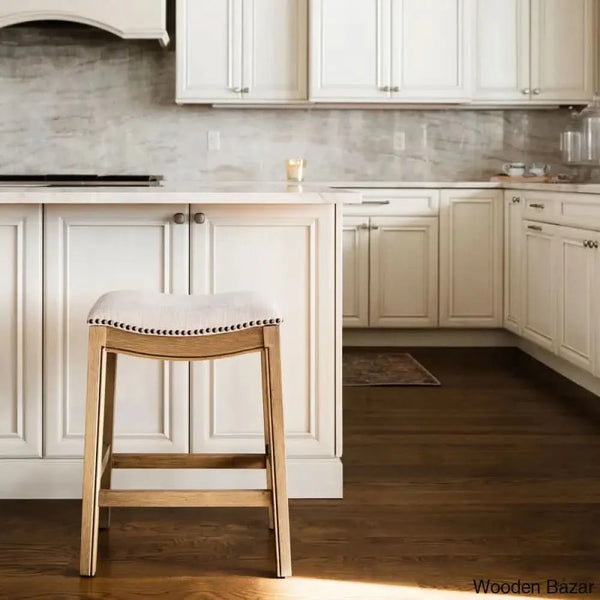 Mavenq Lane Adrien Backless Saddle Kitchen Counter And Bar Stool With Fabric Upholstery