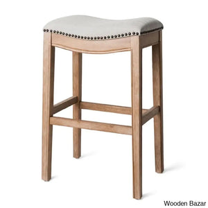 Mavenq Lane Adrien Backless Saddle Kitchen Counter And Bar Stool With Fabric Upholstery Weathered