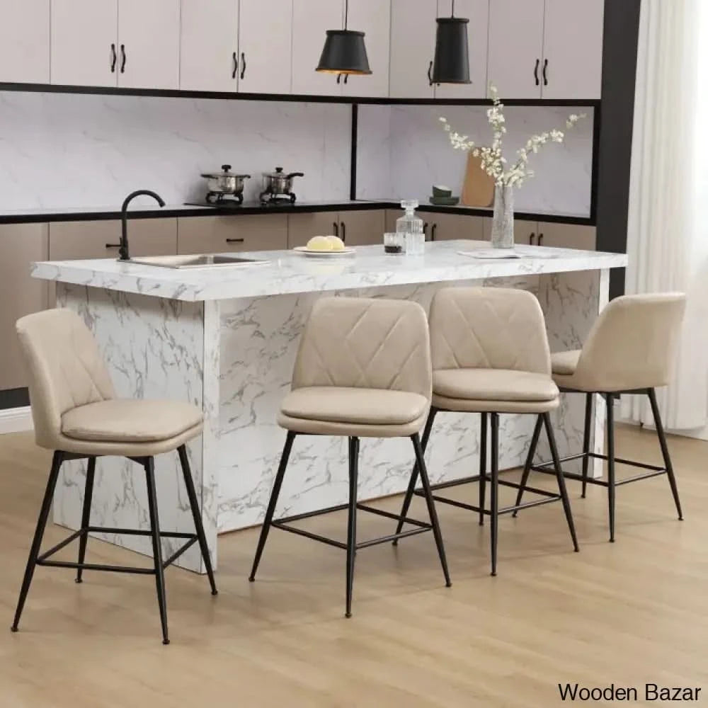 Mcohal Swivel Counter And Bar Stools 4 Pcs (Set Of 4) Taupe / Stool (28’’ Seat Height)