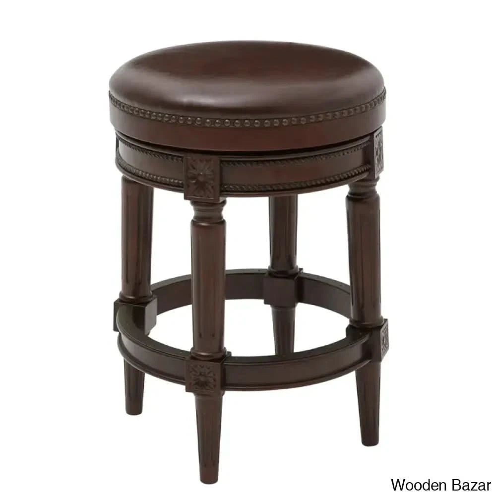 Meharo Swivel Upholstered Counter With Solid Wood Frame (Set Of 2) Distressed Walnut