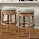 Meharo Swivel Upholstered Counter With Solid Wood Frame (Set Of 2) Weathered Natural