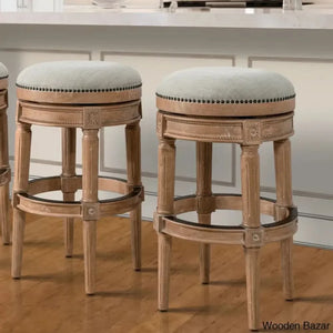Meharo Swivel Upholstered Counter With Solid Wood Frame (Set Of 2) Weathered Natural