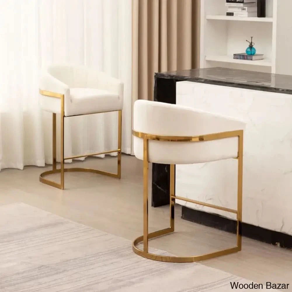 Mercew Swivel 27’’ Metal Tufted Counter And Bar Stool Beige / 2 Piece