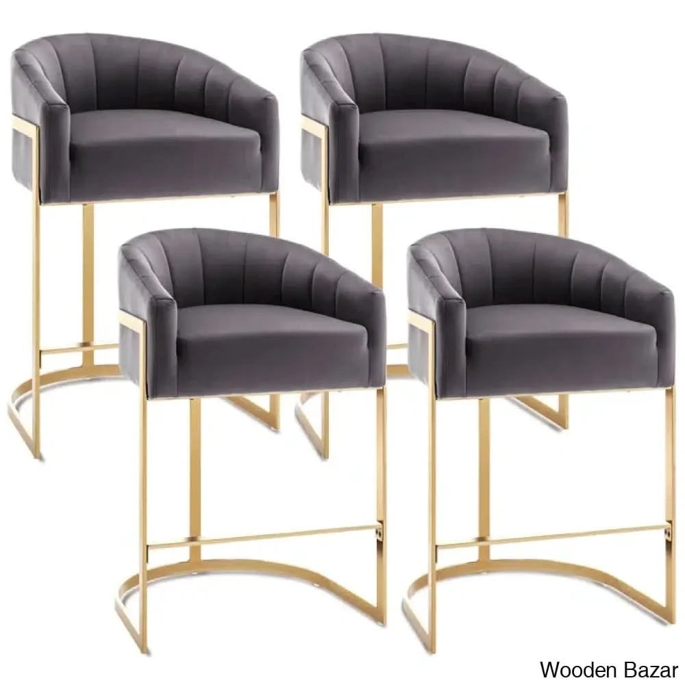 Merco Swivel Upholstered 27’’ Counter And Bar Stool With Metal Frame Gray / 4 Piece