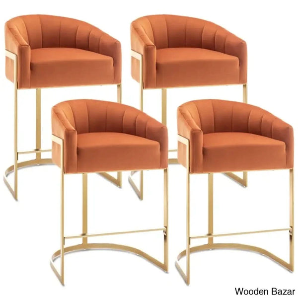 Merco Swivel Upholstered 27’’ Counter And Bar Stool With Metal Frame Orange / 2 Piece