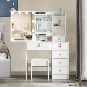 Merline Vanity Dressing Table With Mirror Lights And Stool