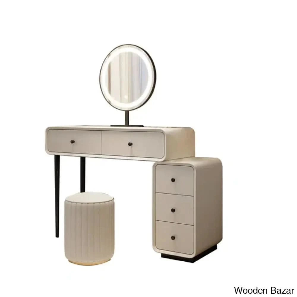 Milena Vanity Dressing Table With Lighted Mirror And Stool