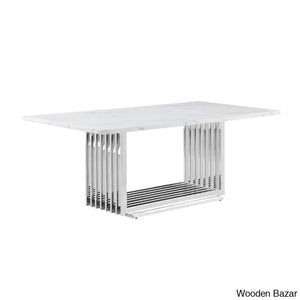 Miler Royal 8 Seater Dining Table Set Marble Top Rectangle