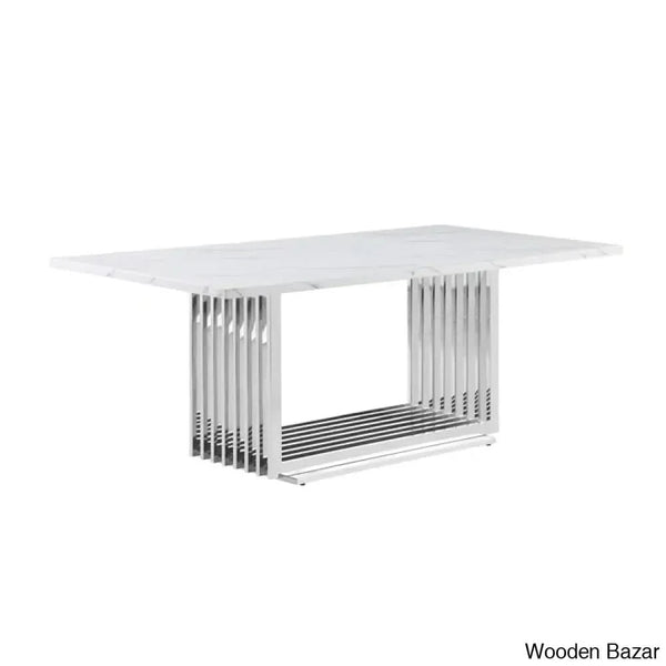 Miler Royal 8 Seater Dining Table Set Marble Top Rectangle