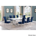 Miler Royal 8 Seater Dining Table Set Marble Top Rectangle Blue