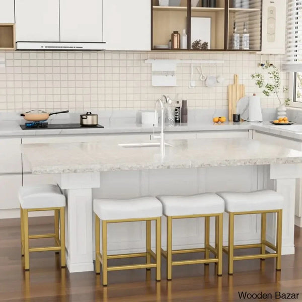 Mirenoe Saddle Swivel Upholstered 24’’ Kitchen Counter Stools Set Of 2