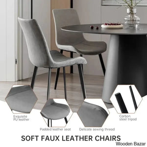 Modern 47.2’’ Round Dining Table Set | Steel-Leg Kitchen For 4-6 People With 4 Chairs