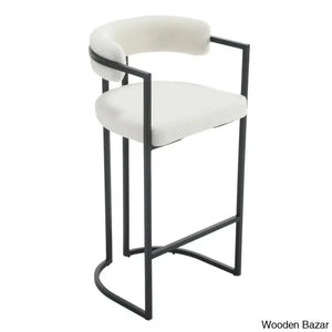 Modern Ivy Swivel Upholstered Hollow Counter And Bar Stool With Armrests And Footrests Barrel High